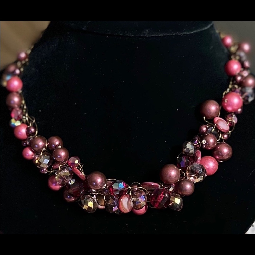 Pearl and crystal costume necklace